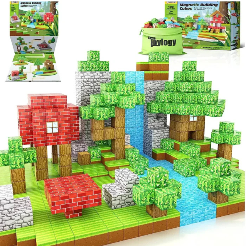 Minecraft® Magnetische Bouwblokken - 48 / 64 / 75 Delen