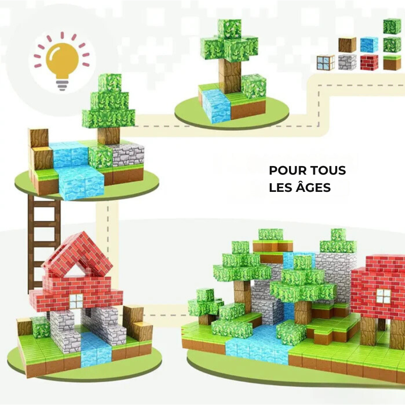 Minecraft® Magnetische Bouwblokken - 48 / 64 / 75 Delen