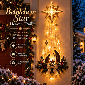 🙏Bethlehem Star Kerststal Lichtcascade – Verlichte kerstwanddecoratie🌲