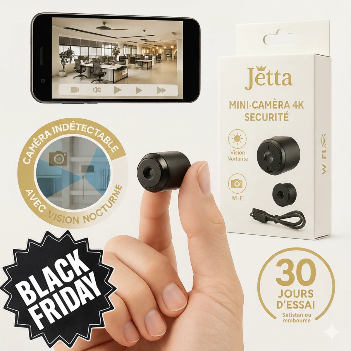 SpyJetta™ 4K – Onopvallende Mini Spy Camera met Nachtzicht en Wi-Fi - [BLACK FRIDAY] - [KOOP 1, KRIJG 2 - GRATIS]