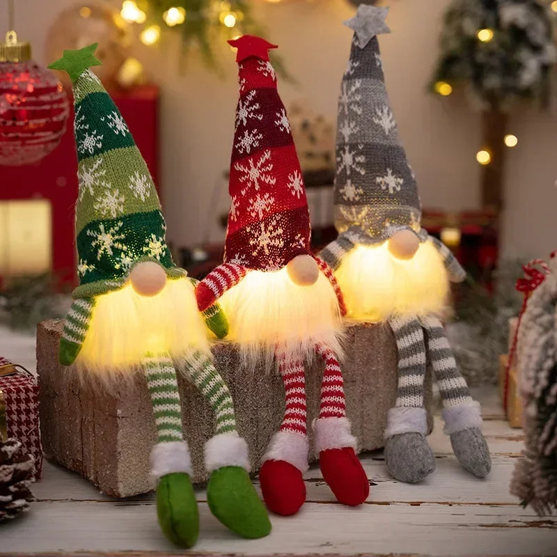 Kerst gezichtsloze pop kabouter ornamenten LED licht pluche breien ambachten boom hanger kerstversiering voor thuis kindercadeau