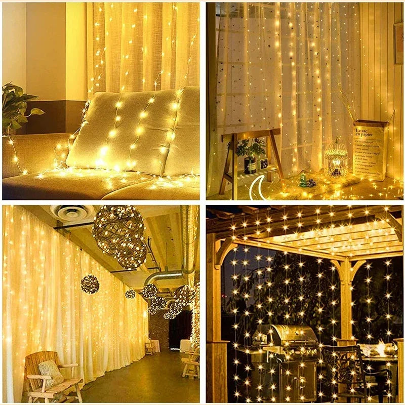 3M LED-gordijn Lichtslingers Fee Decoratie USB Vakantie Garland Lamp 8 Modus Voor Huis Tuin Kerstfeest Nieuwjaar Bruiloft