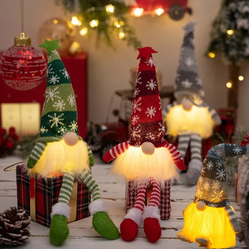 Kerst gezichtsloze pop kabouter ornamenten LED licht pluche breien ambachten boom hanger kerstversiering voor thuis kindercadeau