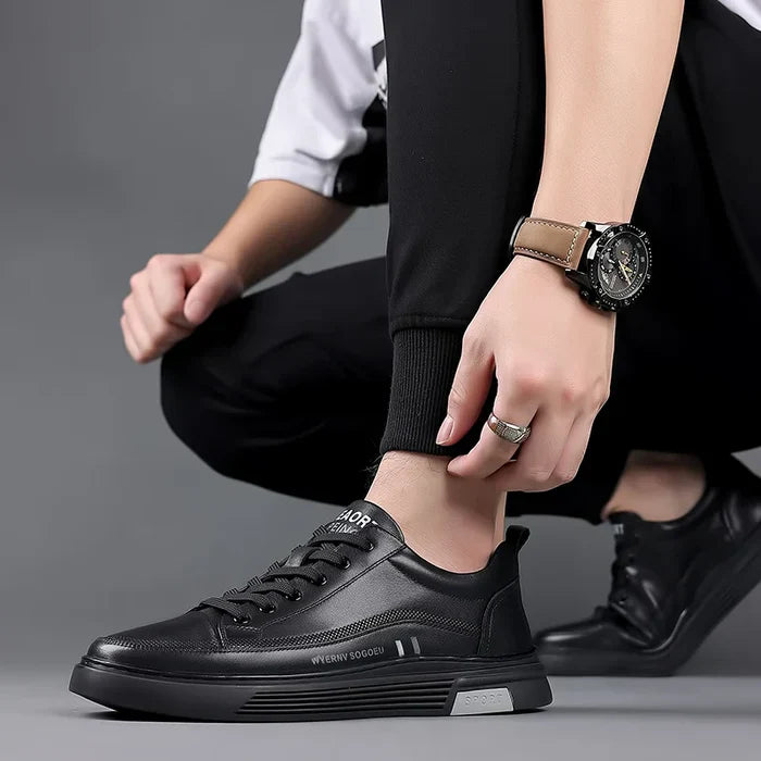 Baskets décontractées en cuir véritable - Sport plat - [BLACK FRIDAY] - [ACHETEZ 1, RECEVEZ 2]